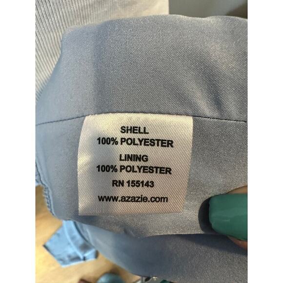 Azazie Asymmetrical Dress in Slate Blue - Picture 8 of 9